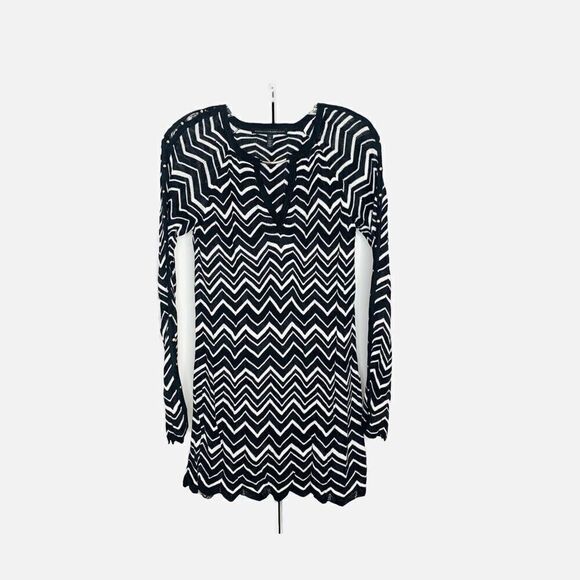 White House Black Market Bell Split Sleeve Chevron Stitch Tunic Sweater Size S - Picture 4 of 12